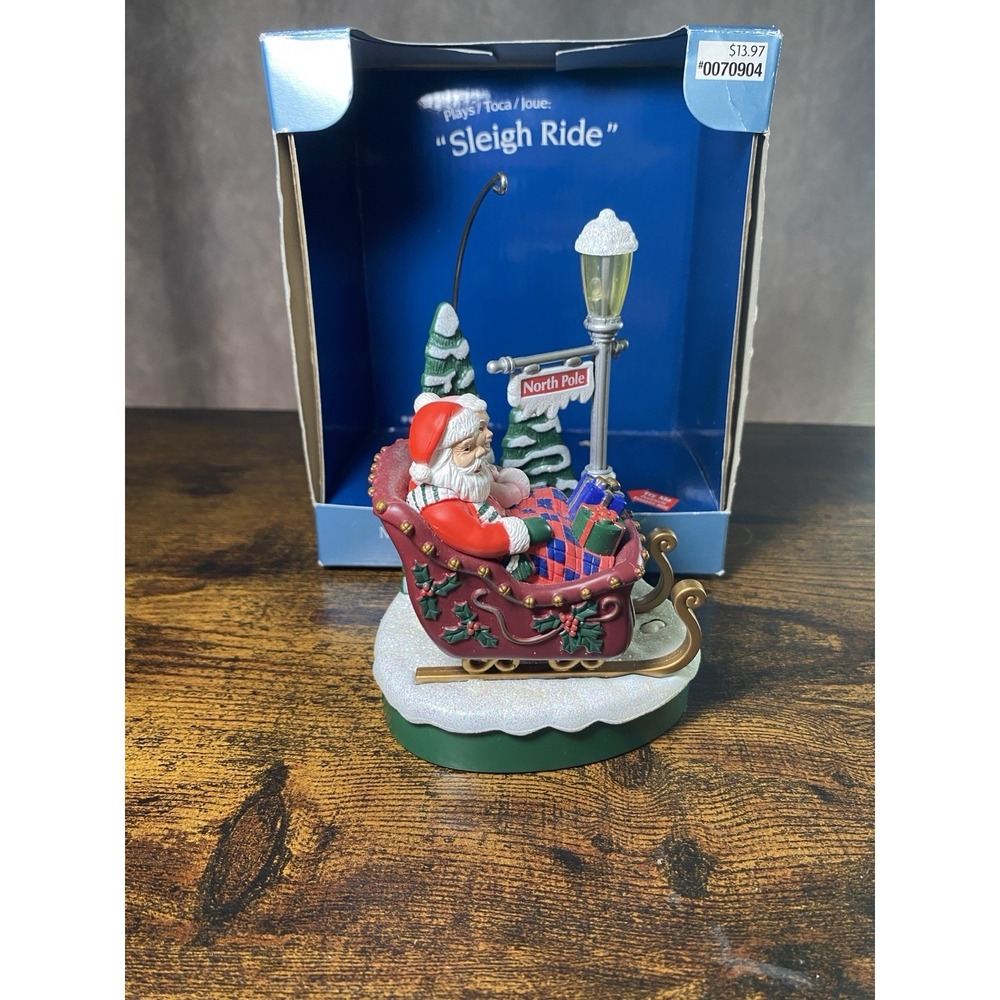 Santa and Mrs. Claus Sleigh Ride Musical Vintage Ornament